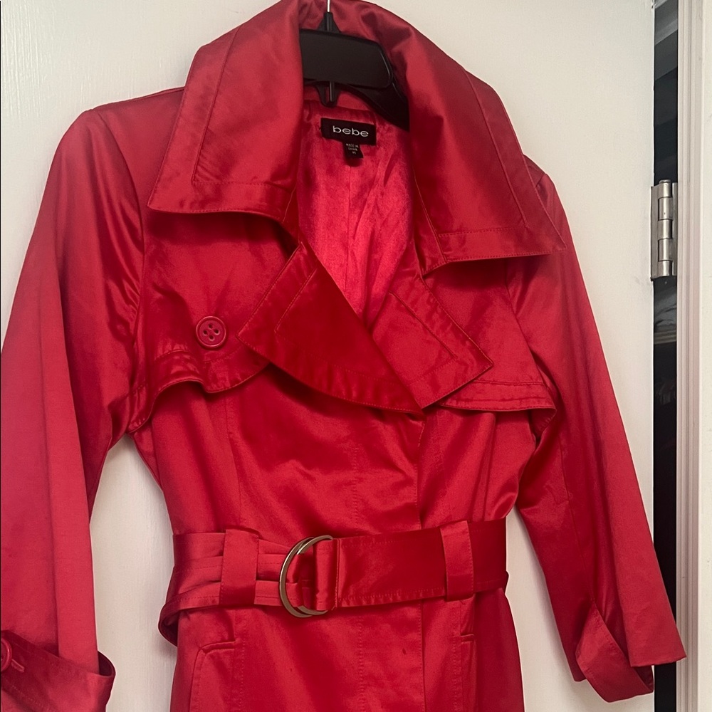 bebe Bold Red Trench Coat - Picture 4 of 4